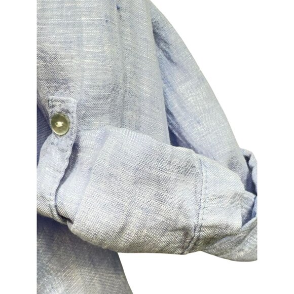 Rachel Zoe Womens 100% Linen Button-Down Shirt Size 1X Light Blue Coastal Beach - Picture 8 of 12